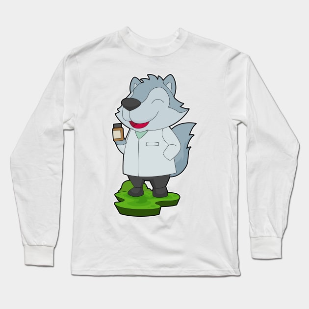 Wolf Doctor Medicine Long Sleeve T-Shirt by Markus Schnabel